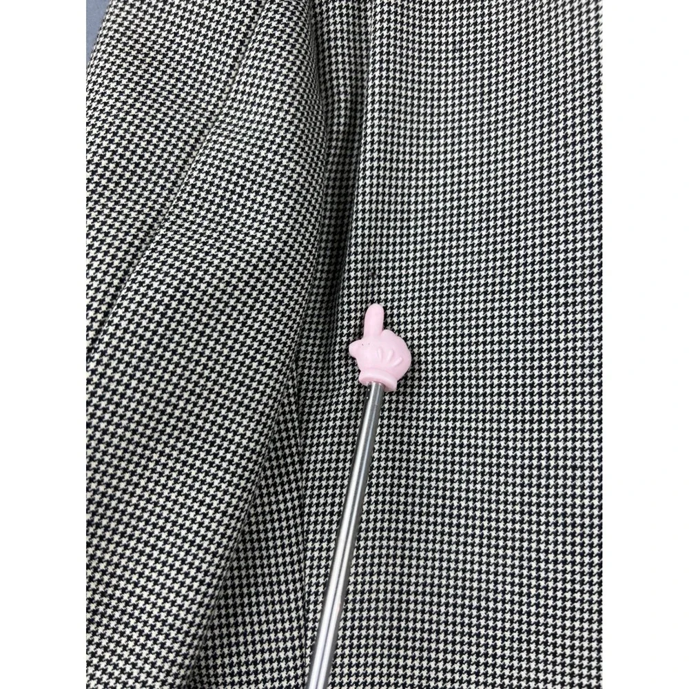 Vintage Wang's Fashions Blazer Men 44 Black White Houndstooth Red Paisley Lining